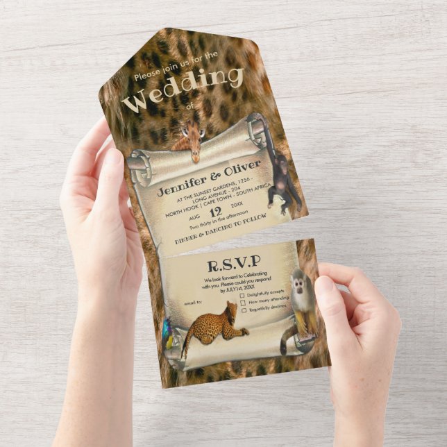 Safari Wildlife All in One Wedding Invite (Tearaway)