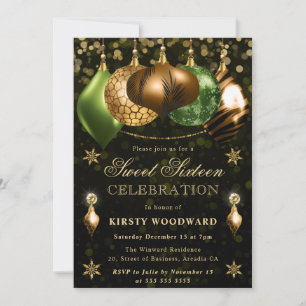 Safari Wildlife Baubles Sweet Sixteen Invitation