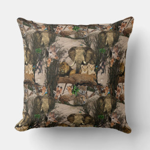 Safari Wildlife Destination Repeat Pattern Cushion