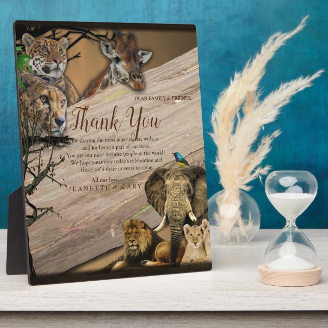 Safari Wildlife Thank You Plaque (Side)
