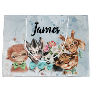 Safari wildone baby name jungle animals Gift Bag
