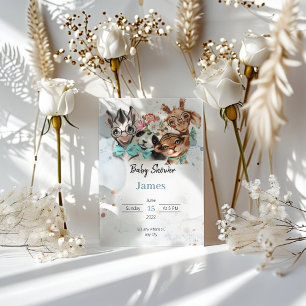 Safari wildone baby shower invitation
