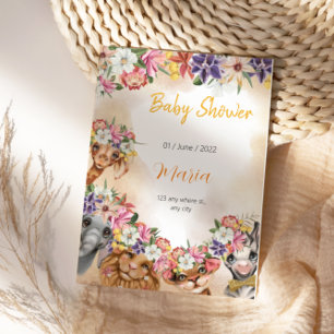 Safari wildone baby shower invitation gold