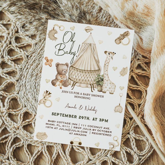 Safari Woodland Oh Baby Shower Invitation (Creator Uploaded)