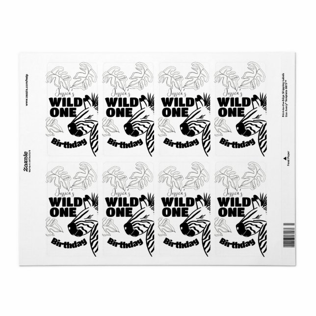 Safari Zebra Hand Drawn Wild Party Birthday Favour (Full Sheet)