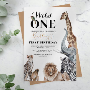 Safari Zoo 1st Birthday Party Invitation