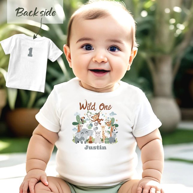 Safari ZOO Animals Wild One Boy 1st Birthday Baby T-Shirt (Safari ZOO Animals Wild One Boy 1st Birthday Baby T-Shirt)
