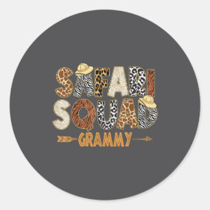 Safari Zoo Safari Squad Grammy Of Birthday Boy Gir Classic Round Sticker