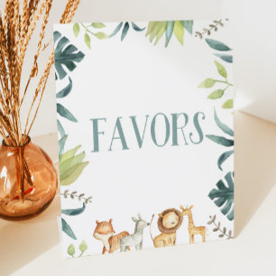 Safari Zoo Wild Jungle Animals Party Favors Table Pedestal Sign