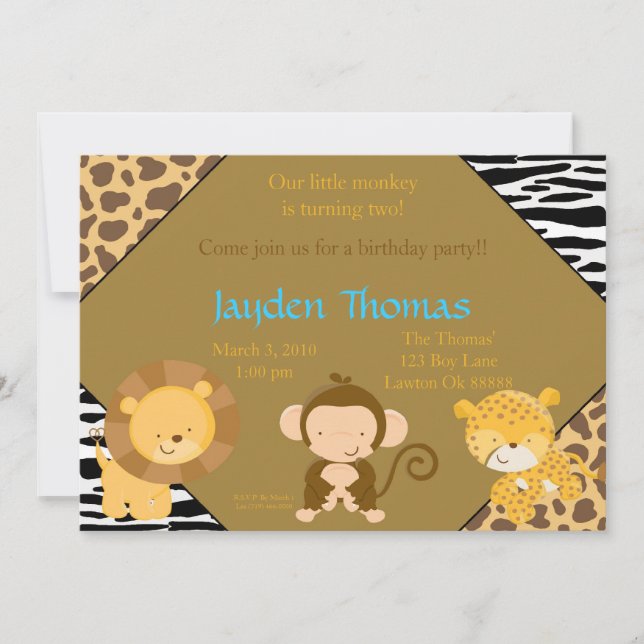 safariparty copy, Come join us for a birthday .. Invitation (Front)