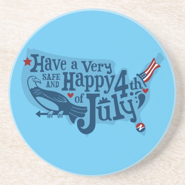 Safe And Happy 4th Of July Coaster (Front)