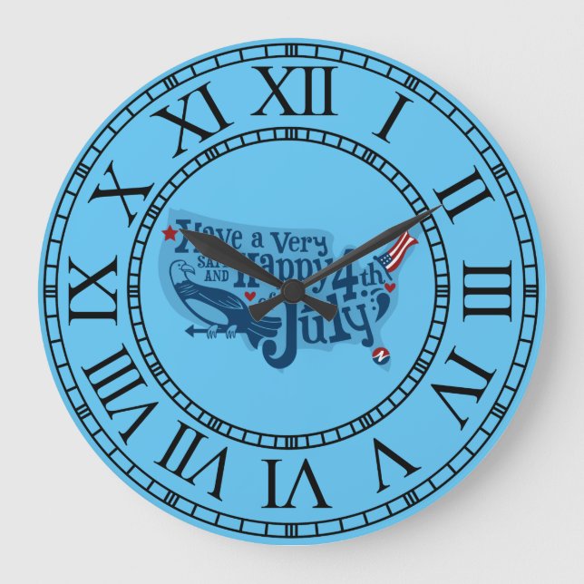 Safe And Happy 4th Of July Large Clock (Front)