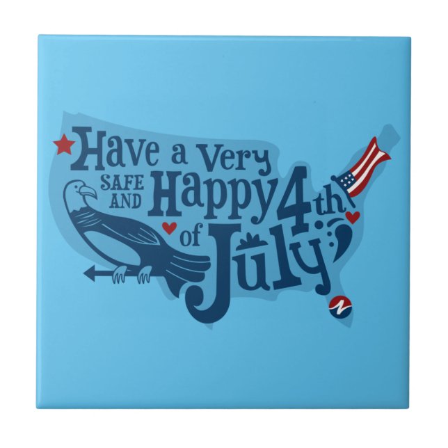 Safe And Happy 4th Of July Tile (Front)