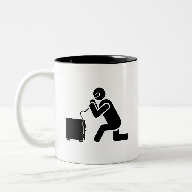 ‘Safe Cracking' Pictogram Mug (Left)