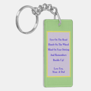 SAFE DRIVING REMINDERS TO CHILD FROM PARENTS KEY RING