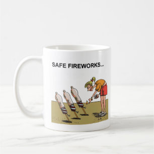 Safe Fireworks right hand cartoon mug