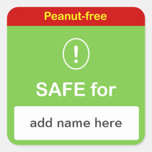 SAFE FOOD LABEL w/ Custom Name ~ PEANUT-FREE.