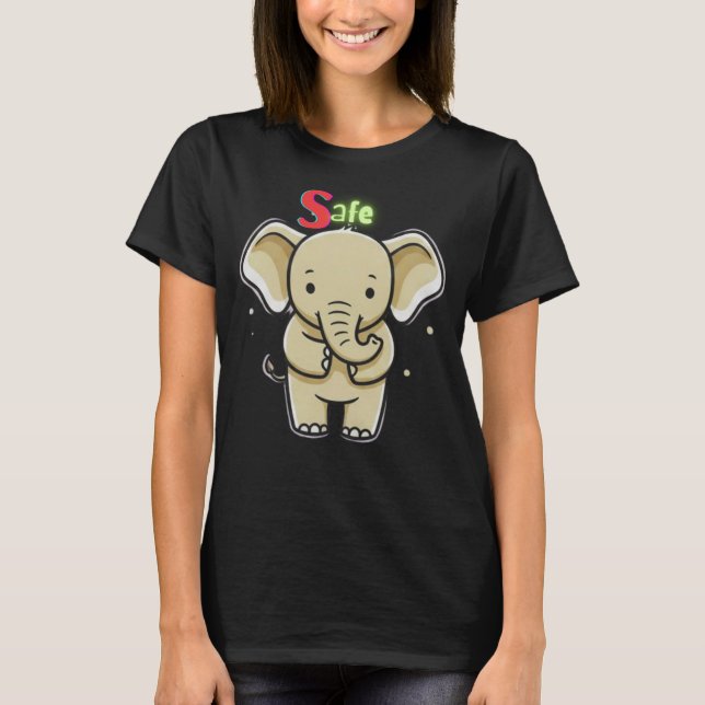 Safe Gentle Baby Elephant Emotional Healing T-Shirt (Front)