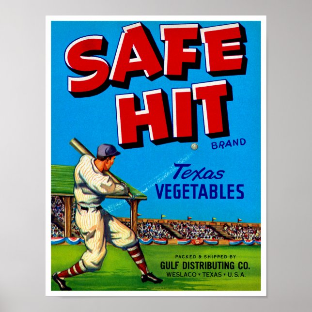 Safe Hit Vintage Lable Art Poster (Front)