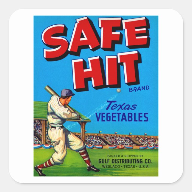 Safe Hit Vintage Lable Art Square Sticker (Front)