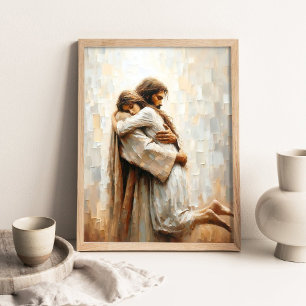Safe in His Arms, Jesus and Woman Painting, Jesus Poster