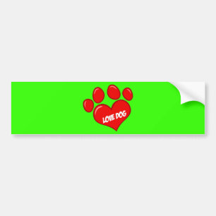 Safe-Love-Paw-Print- LOVE DOGS HEART PAW PRINT Bumper Sticker