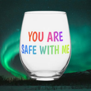 Safe Sip – You Are Safe With Me  Stemless Wine Glass
