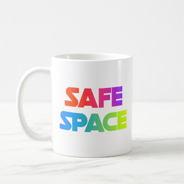 SAFE SPACE – Bold Rainbow Mug of Love (Left)