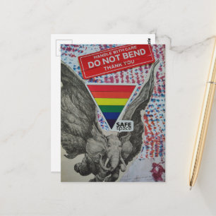 Safe Space Flying Elephant Fantasy Collage Postcard