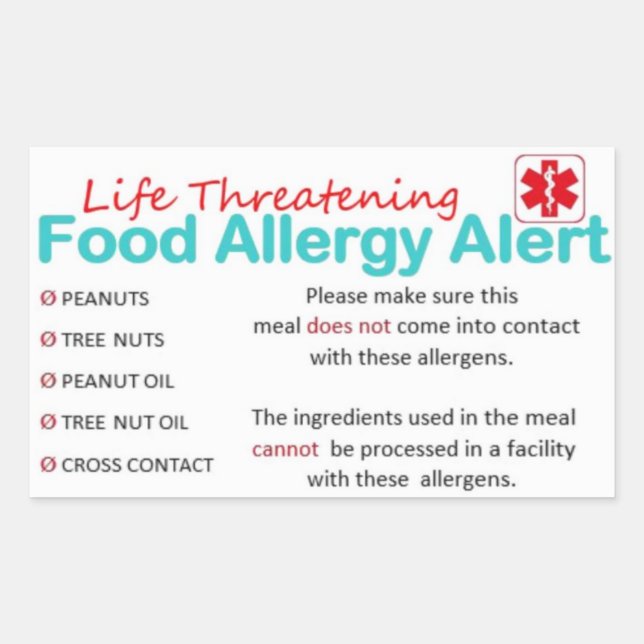 Safe Stickers- Peanut and Tree Nut Allergy Rectangular Sticker (Front)