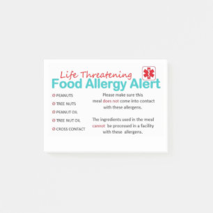 Safe Stickers- Post-It Pad Peanut/Tree Nut Allergy Post-it Notes