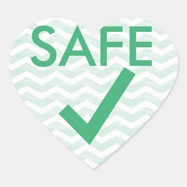 Safe to Eat Green Chevron Heart for Allergies Sticker (Front)