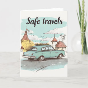 Safe Travels Retro Car Holiday Card
