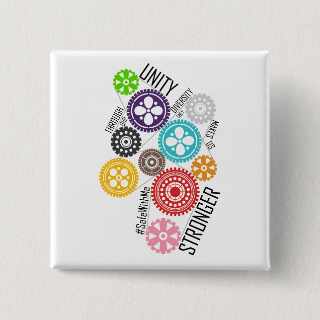 Safe With Me Cogs Square Button (Front)