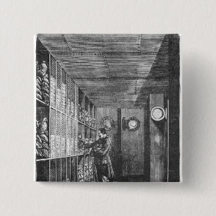 Safes at the Bank of France in Paris, 1897 15 Cm Square Badge