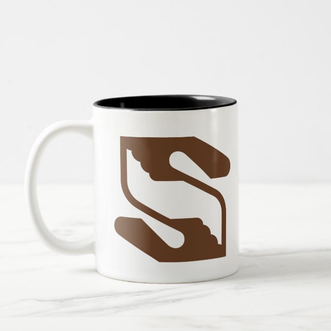Safety and Supporting Hand Letter S Monogram Two-Tone Coffee Mug (Left)