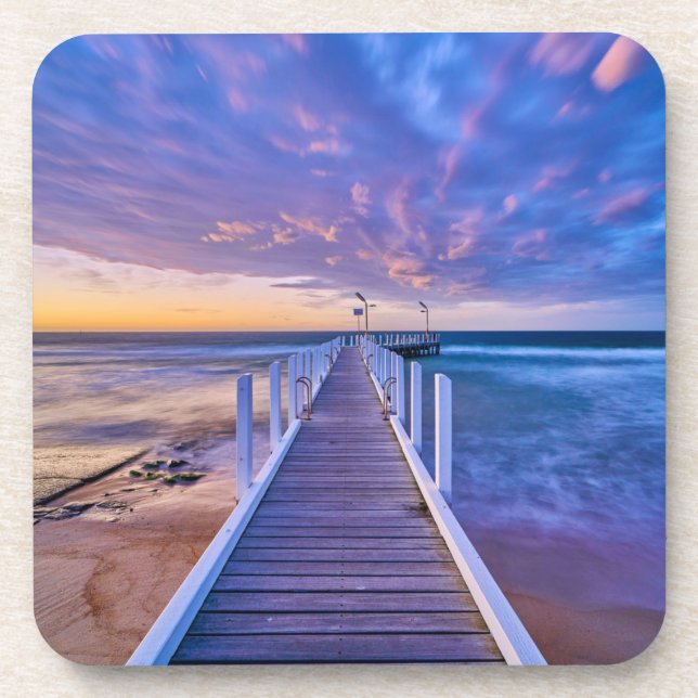 Safety Beach Jetty Sunset Coaster (Front)