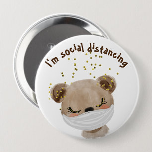 Safety Bear Child Coronavirus Social Distancing 10 Cm Round Badge