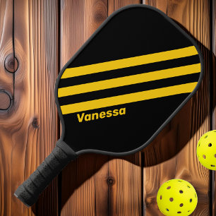 Safety Bee Nostalgic Stripes with Name Pickleball Paddle