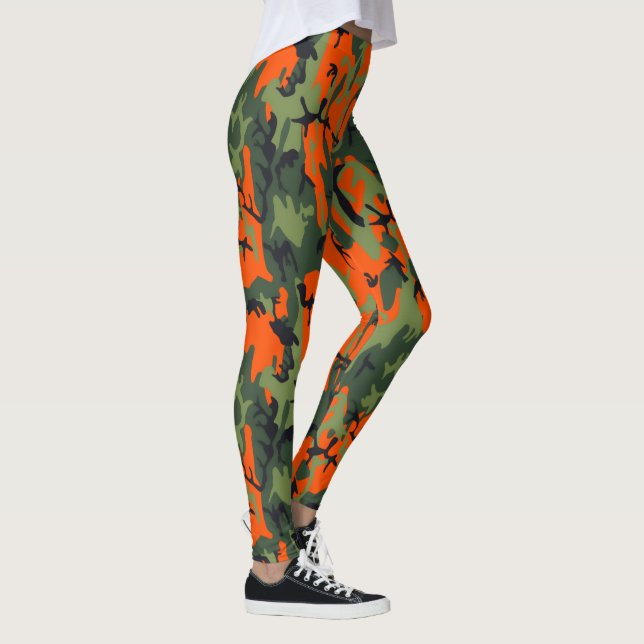 Safety Blaze Orange and Green Camo Leggings (Right)