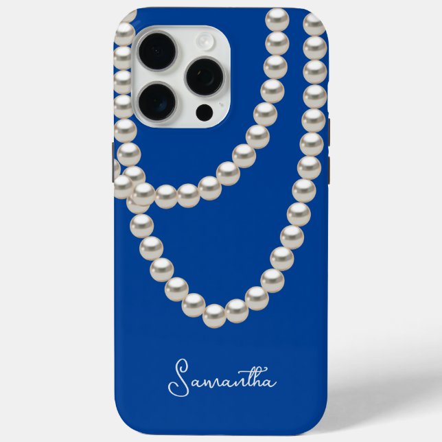 Safety Blue Pearl necklace Case-Mate iPhone Case (Back)