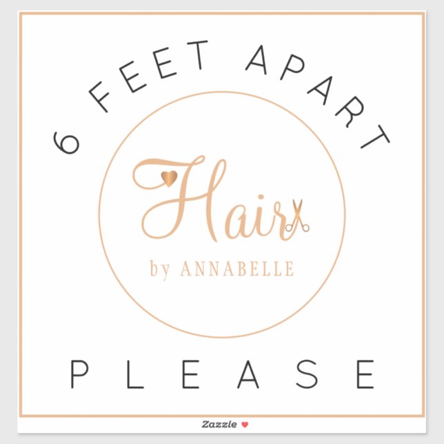 Safety distance sign hair salon name elegant floor (Sheet)
