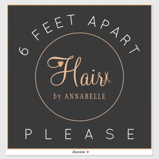 Safety distance sign hair salon name elegant floor (Sheet)