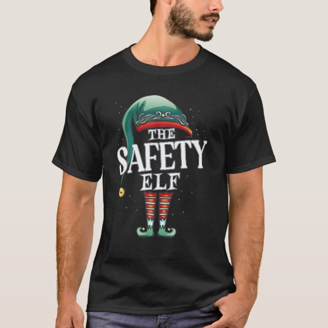 Safety Elf Christmas Group Xmas Pajama Party T Shi T-Shirt (Front)