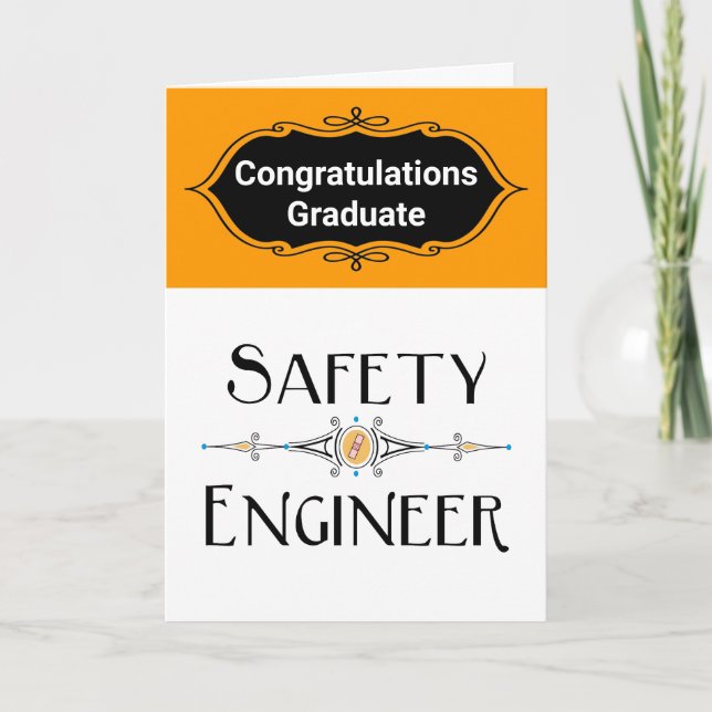 Safety Engineer Decorative Line Graduation Card (Front)