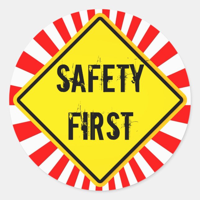 safety first classic round sticker (Front)