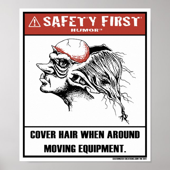 Safety First Humour-Cover Hair Poster (Front)