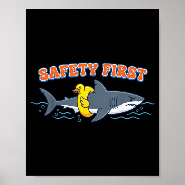 Safety Ft Funny Shark Rubber Duck Floatie Summer Poster (Front)