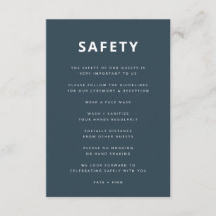 Safety Guidelines   Covid-19 Blue Scandi Wedding Enclosure Card