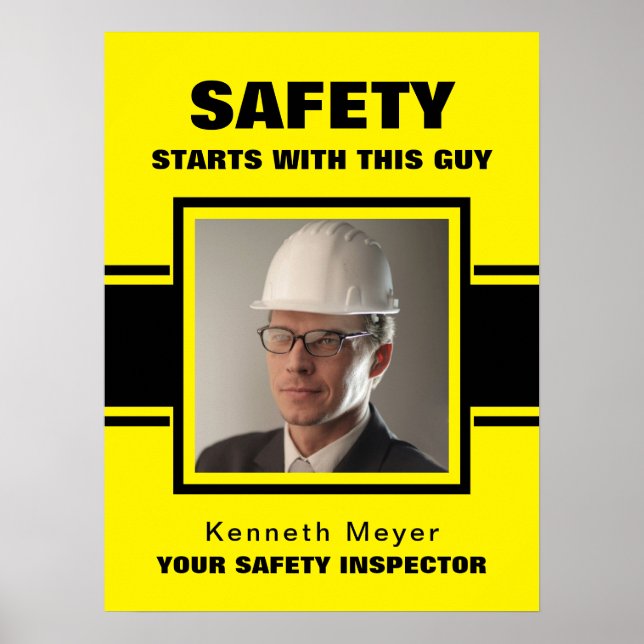 Safety Inspector Yellow & Black Workplace Poster (Front)